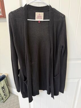 SO Open-Front Black Cardigan Sweater